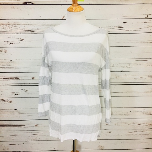 Joie Tops - {JOIE SOFT} White & Grey Stripe Boatneck Top